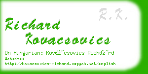 richard kovacsovics business card